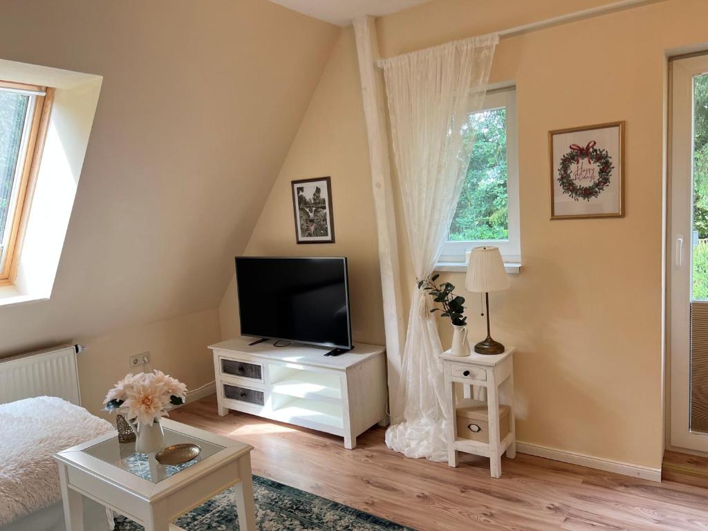 Fernseher im Wohnbereich der Ferienwohnung